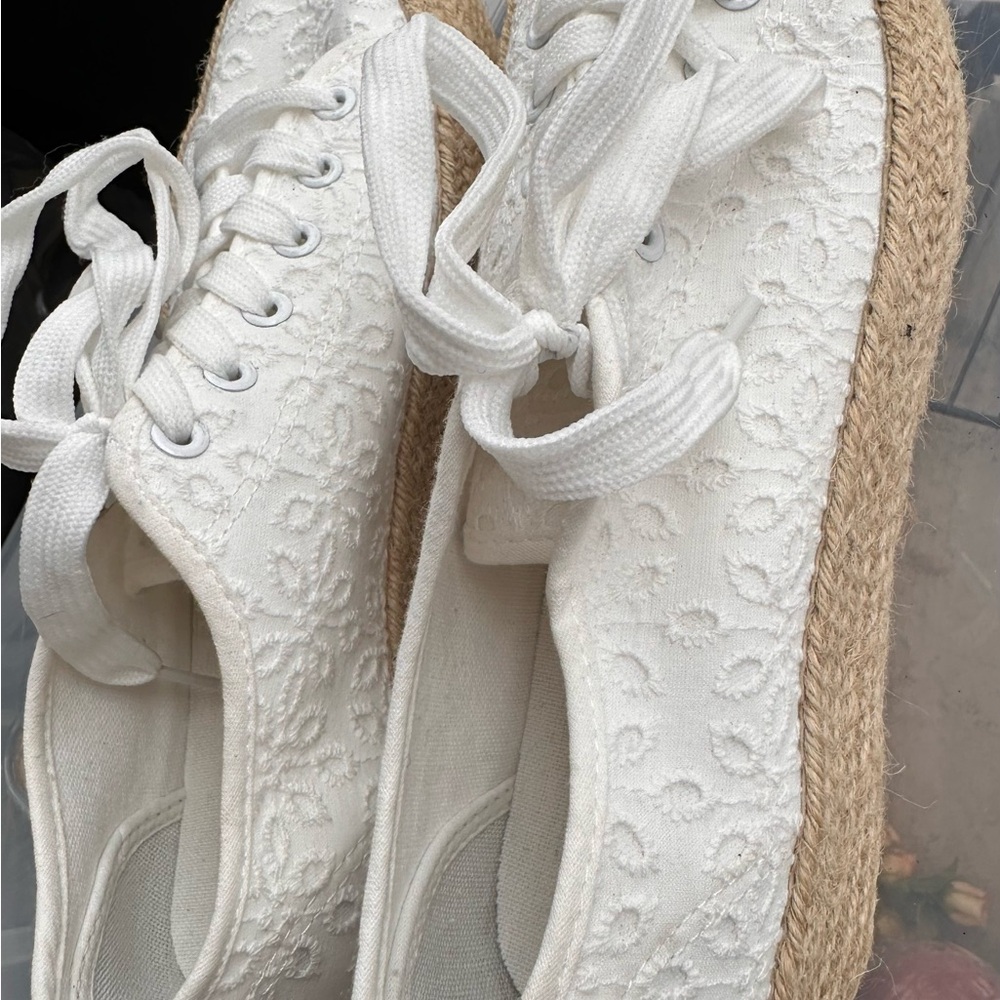 Serra White Lace Espadrille Shoes